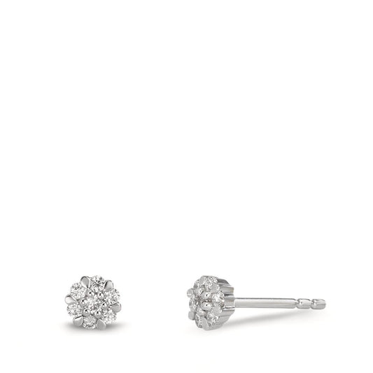 Pendientes 750/oro blanco de 18 quilates Diamante 0.112 ct, 14 piedras, w-si Ø4 mm