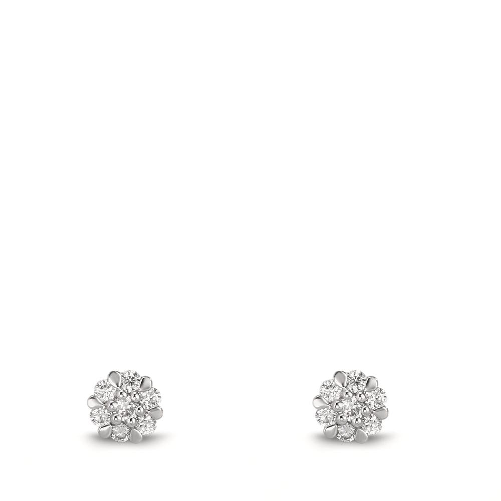 Pendientes 750/oro blanco de 18 quilates Diamante 0.112 ct, 14 piedras, w-si Ø4 mm