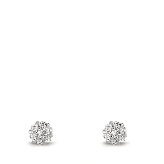 Pendientes 750/oro blanco de 18 quilates Diamante 0.112 ct, 14 piedras, w-si Ø4 mm