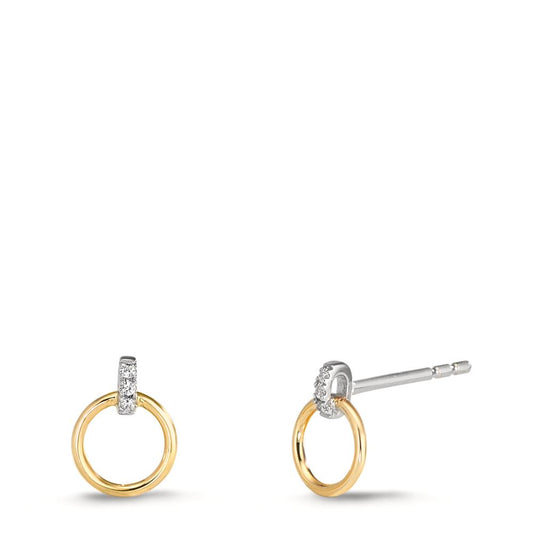Pendientes Oro amarillo de 375/9K, Oro blanco de 375/9 quilates Circonita 6 piedras