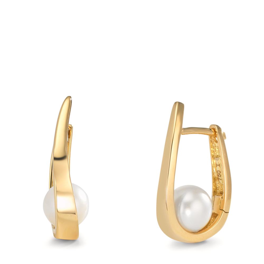 Aro con bisagra 750/oro amarillo de 18 quilates Perla cultivada de agua dulce, 2 Perlas 6-6.5 mm