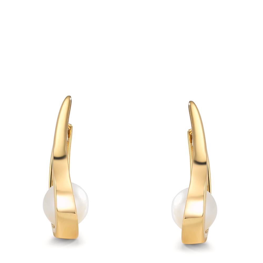 Aro con bisagra 750/oro amarillo de 18 quilates Perla cultivada de agua dulce, 2 Perlas 6-6.5 mm