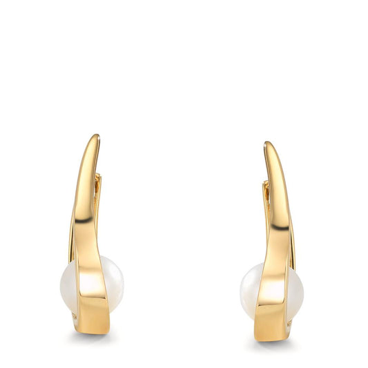 Aro con bisagra 750/oro amarillo de 18 quilates Perla cultivada de agua dulce, 2 Perlas 6-6.5 mm