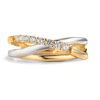 Anillo de dedo 750/oro amarillo de 18 quilates, 750/oro blanco de 18 quilates Diamante 0.19 ct, 8 piedras, w-si