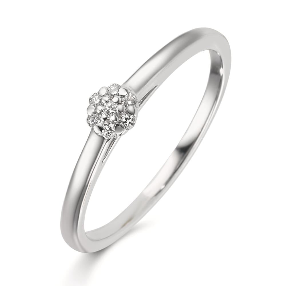 Anillo de dedo 750/oro blanco de 18 quilates Diamante 0.06 ct, 7 piedras, w-si