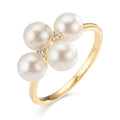 Anillo de dedo 750/oro amarillo de 18 quilates Diamante 0.30 ct, 2 piedras, w-si Perla cultivada de agua dulce, 4 Perlas 5.5-6 mm