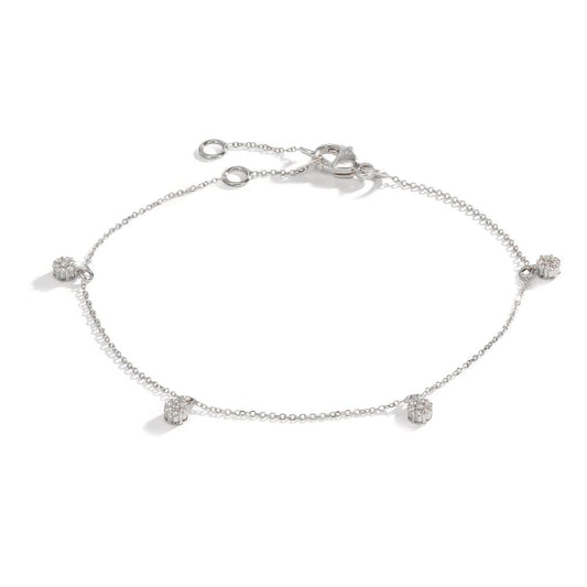 Pulsera 750/oro blanco de 18 quilates Diamante 0.24 ct, 28 piedras, w-si 16-19 cm