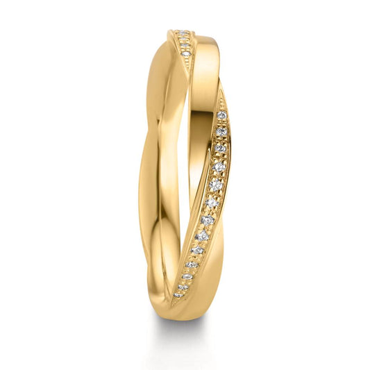 Anillo de pareja 750/oro amarillo de 18 quilates Diamante 0.12 ct, 39 piedras, w-vsi
