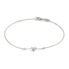 Pulsera 750/oro blanco de 18 quilates Circonita 2 piedras Corazón