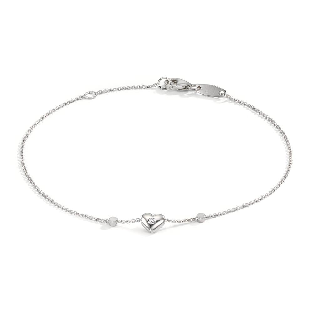 Pulsera 750/oro blanco de 18 quilates Circonita 2 piedras Corazón