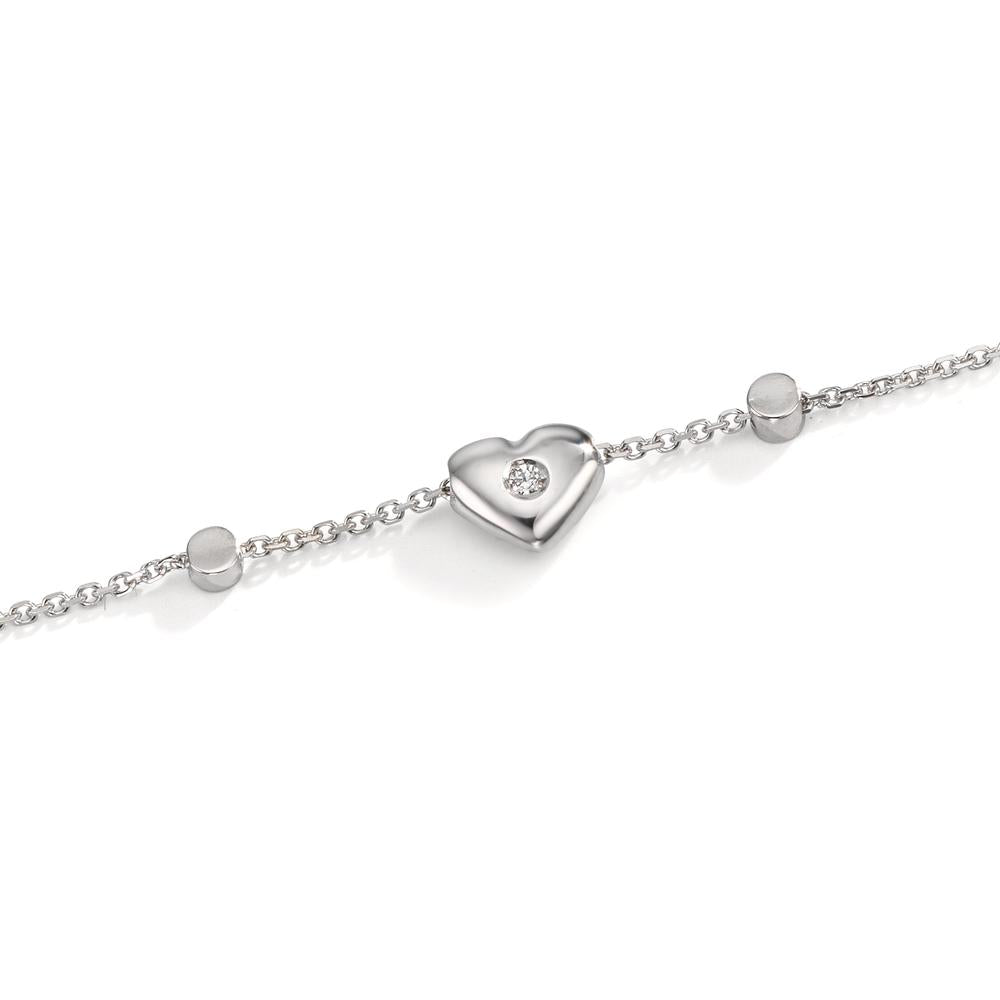 Pulsera 750/oro blanco de 18 quilates Circonita 2 piedras Corazón