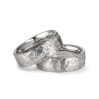 Anillo de pareja Acero inoxidable Circonita blanco, 11 piedras