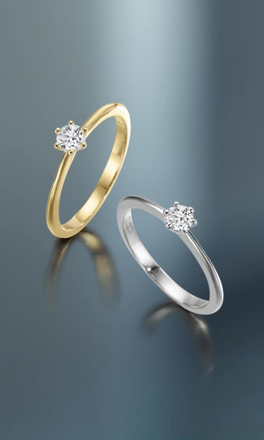 Anillo solitario 750/oro blanco de 18 quilates Diamante 0.20 ct, w-si