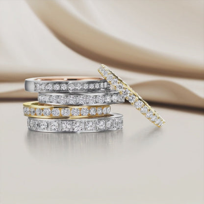 Anillo de memoria 750/oro amarillo de 18 quilates Diamante blanco, 1 ct, 33 piedras, [Brillant], w-si