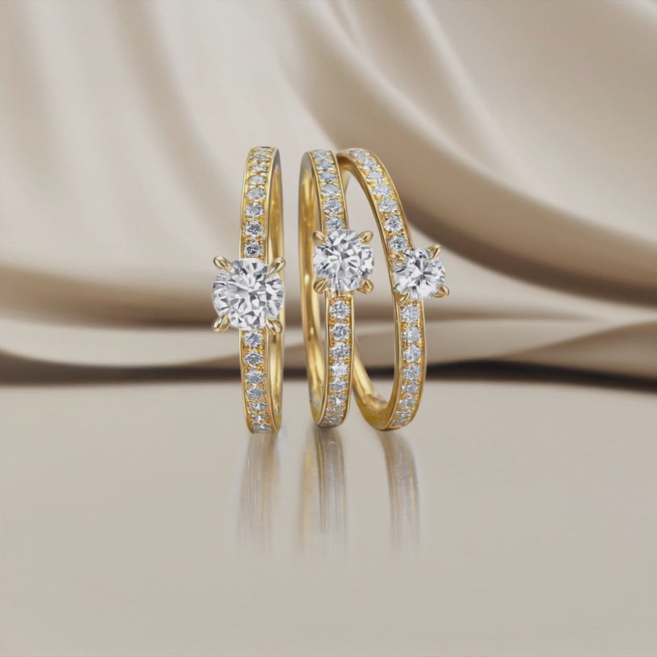 Anillo solitario 750/oro amarillo de 18 quilates Diamante 0.34 ct, 17 piedras, w-si