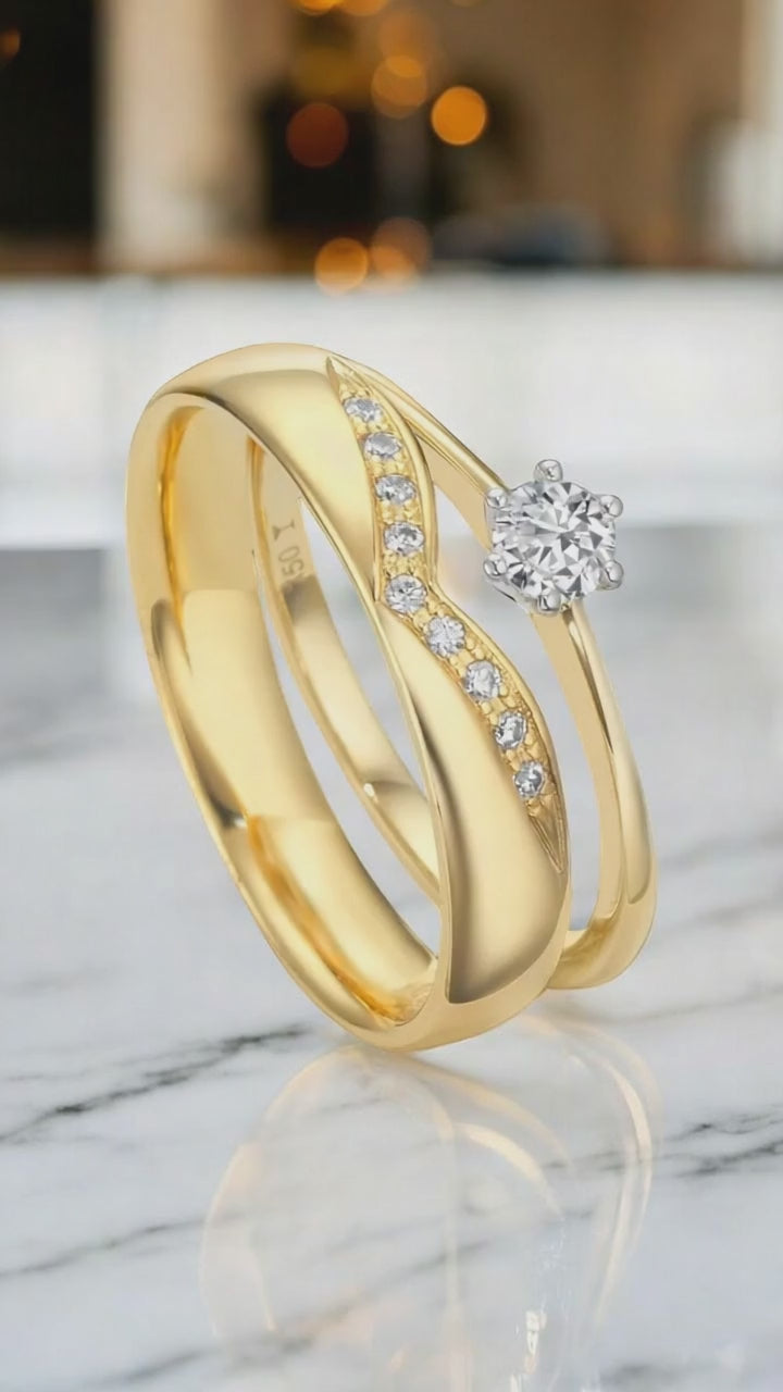 Anillo de pareja 999 tantalio Diamante 0.10 ct, w-si