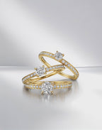 Anillo solitario 750/oro amarillo de 18 quilates Diamante 0.34 ct, 17 piedras, w-si