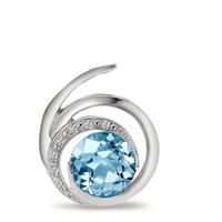 Colgante 750/oro blanco de 18 quilates Topacio azul, Diamante 0.035 ct, 6 piedras, [Brillant], w-si-558140