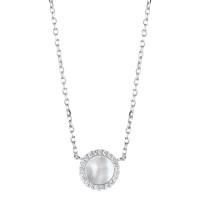 Collar Plata Circonita Rodio plateado Madre perla 40-45 cm Ø10 mm