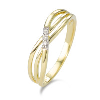 Anillo de dedo Oro amarillo de 375/9K Diamante blanco, 0.025 ct, 3 piedras, [Brillant], p1-583671