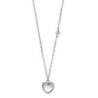 Collar Plata Circonita Rodio plateado Madre perla Corazón 40-45 cm-594377