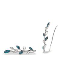 Deslizador de oreja Plata Circonita azul Rodio plateado Hoja-595546