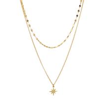 Collar Plata Circonita Amarillo Dorado estrella 40-46 cm-596263