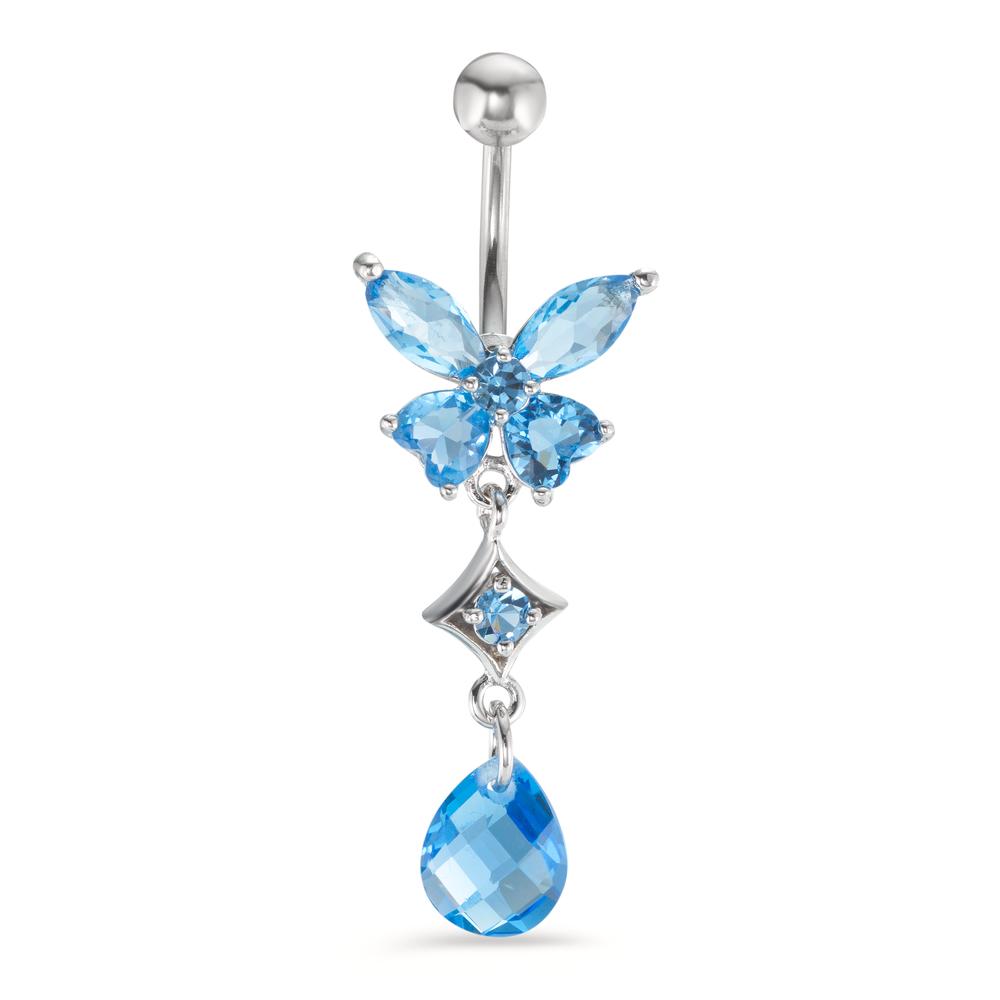 Piercing de ombligo Acero inoxidable Cristal Azul claro, 7 piedras-223979